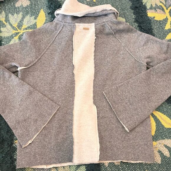 Alala Bell Sleeve Raw Edge velvet stripe Sweatshirt Activewear Top Grey XS - Picture 6 of 10